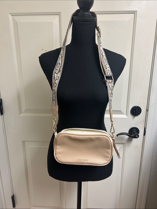 like dreams Handbags - Like Dreams crossbody bag a pebbled vegan leather, guitar" style strap, Beige